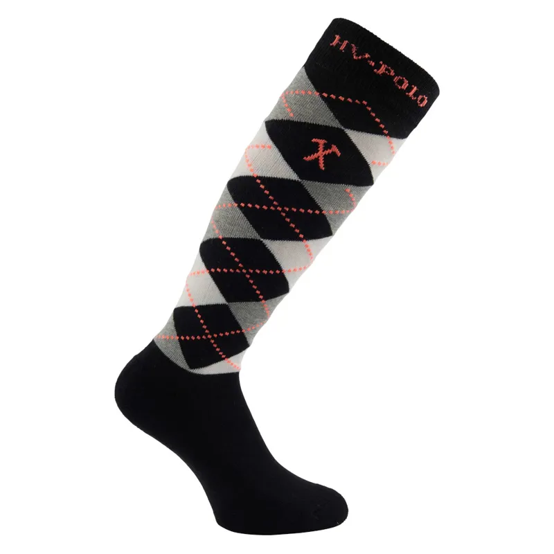HV Polo Socks Argylein Black/Silvergrey melange/Rose